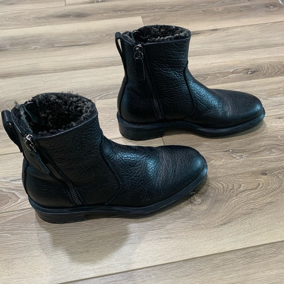 Aquatalia Leather & Shearling Weatherproof Boots black 7.5 winter dress zip up main image 6